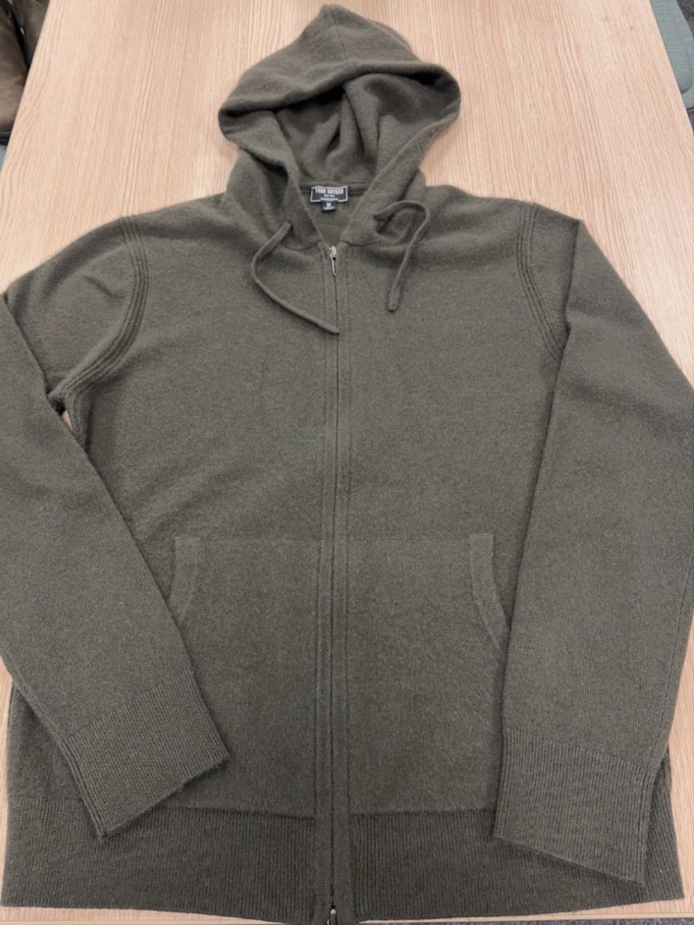 Todd Snyder Olive Cashmere Full Zip Hoodie